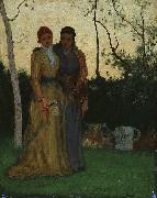 George Inness Two Sisters in the Garden oil painting artist